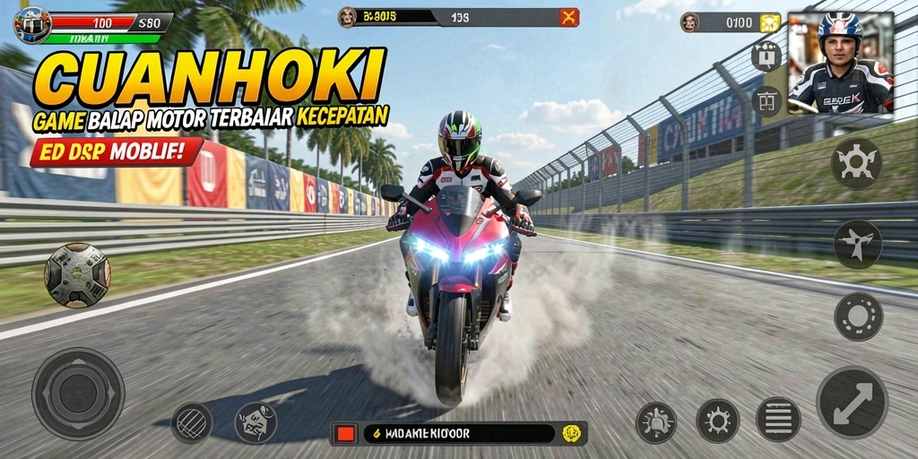 Gameplay seru CUANHOKI dalam balapan motor.