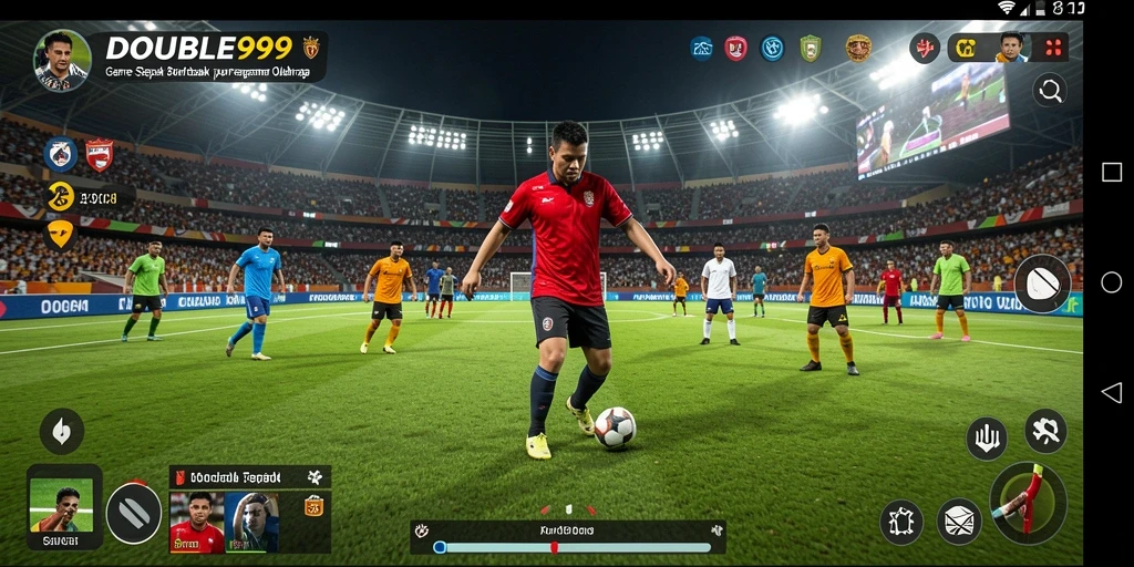 Tampilan aksi seru dalam game sepak bola DOUBLE999.