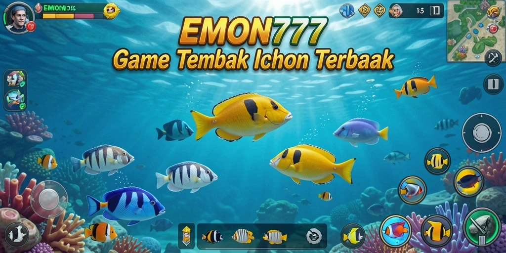 Tangkapan layar menunjukkan aksi seru menangkap ikan dalam EMON777.