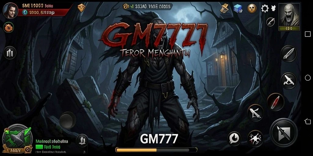 Tangkapan layar dari gameplay menakutkan GM777 dengan suasana Horror.