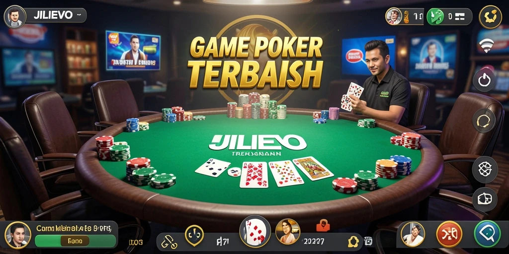 Tampilan gameplay Poker seru di JILIEVO dengan pemain aktif.