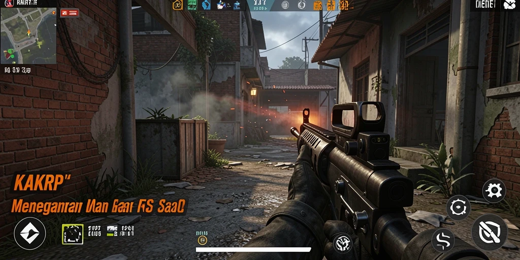 Tampilan gameplay mendebarkan di KAKRP dengan aksi tembak-menembak yang intens.