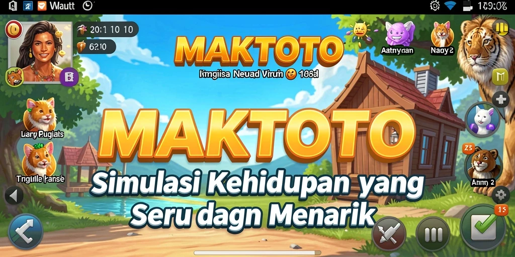 Tampilan gameplay MAKTOTO dengan karakter yang berinteraksi di dunia virtual.