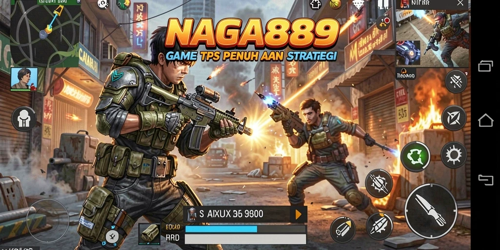 Tampilan aksi seru gameplay NAGA889 dalam mode TPS.
