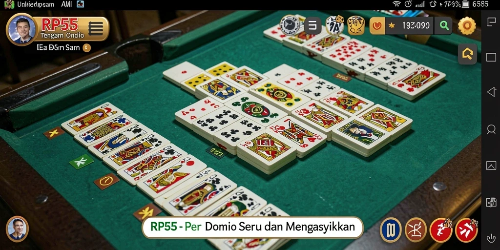 Screenshot RP55 menampilkan gameplay seru permainan Domino.