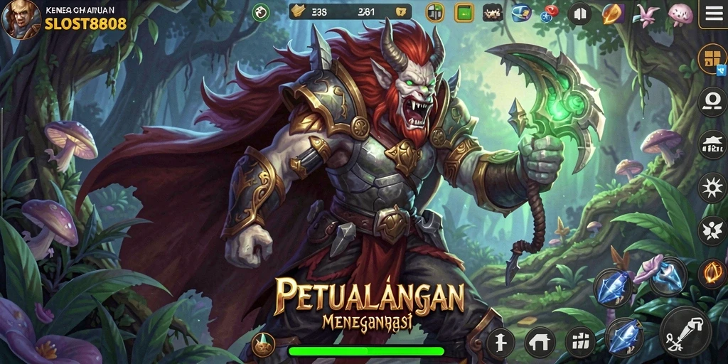 Tampilan gameplay SLOST8808 dengan banyak karakter dan petualangan yang seru.