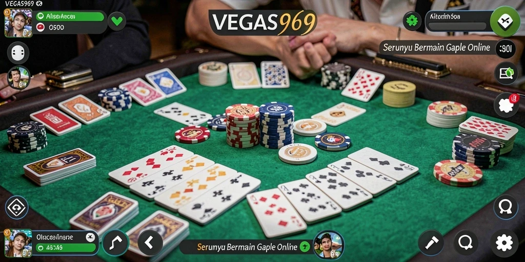 Tampilan gameplay seru dalam VEGAS969 dengan nuansa Gaple yang khas.