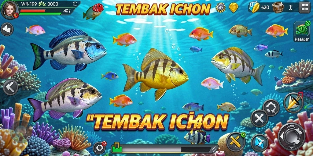 Tampilan gameplay WIN199 dengan aksi tembak ikan yang seru.